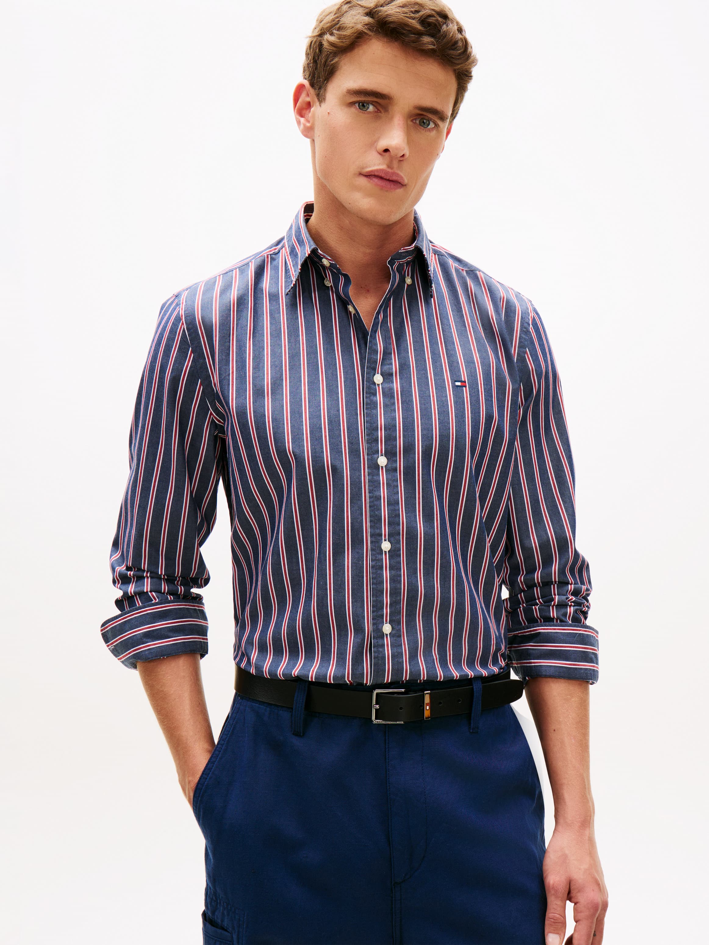 TH Flex Regular Fit Stripe Poplin Shirt