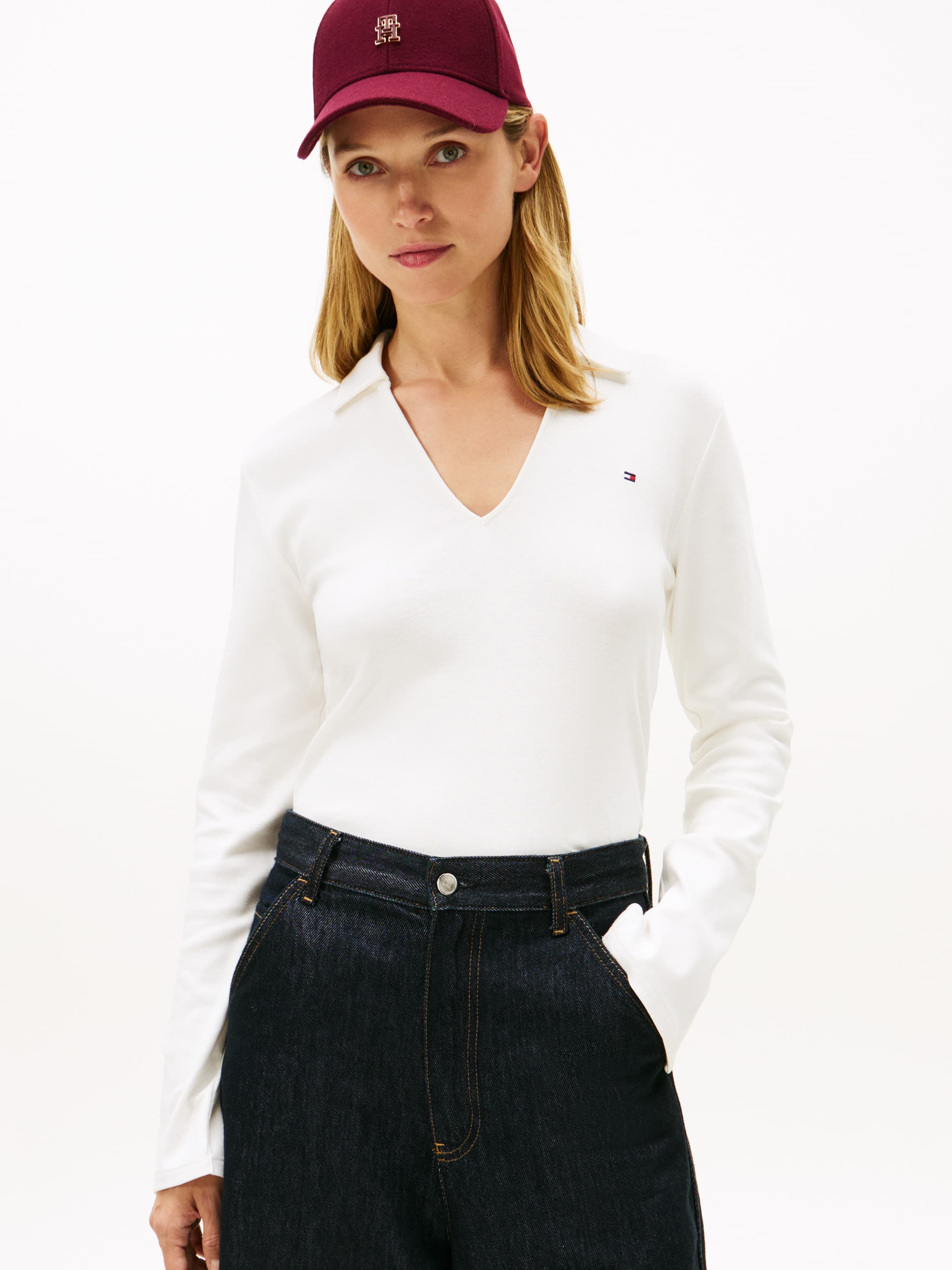 Slim Fit Long Sleeve Polo T-Shirt