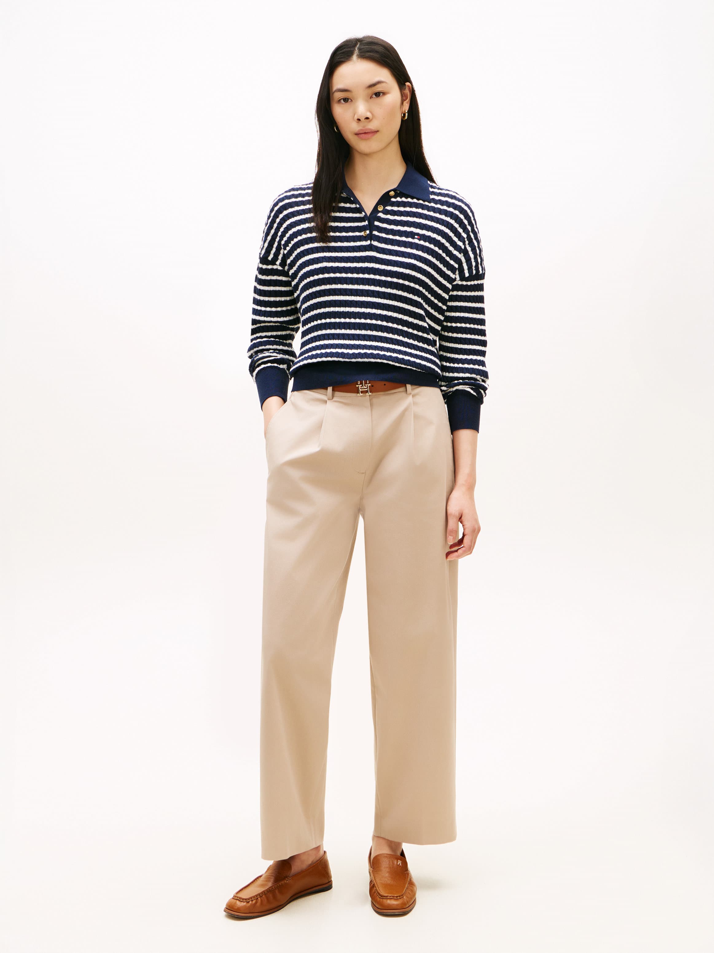 Barrel Leg Mid Rise Chinos